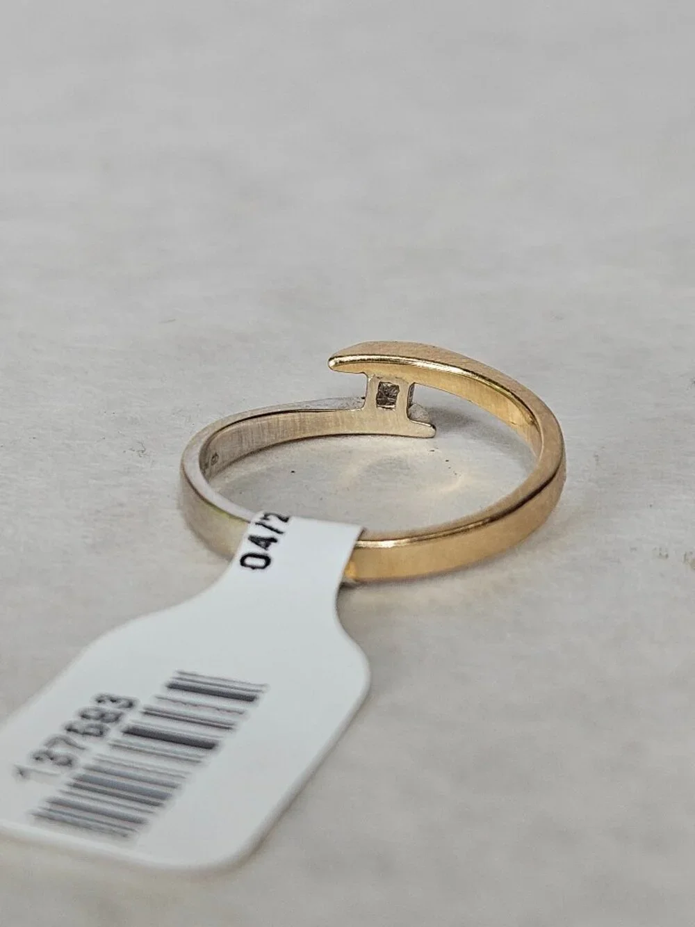 14K 2 Tone White Yellow Gold Princess Cut Diamond Tension Set Bypass Ring Size 6